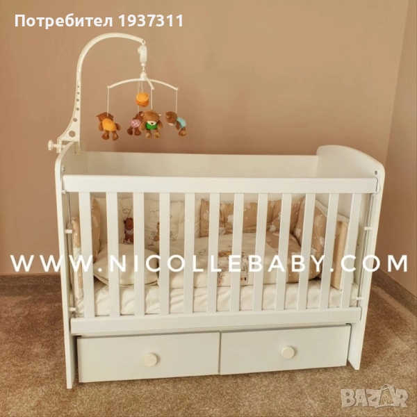 Нова бебешка кошарa Nicolle baby със скрин и нов матрак, снимка 1