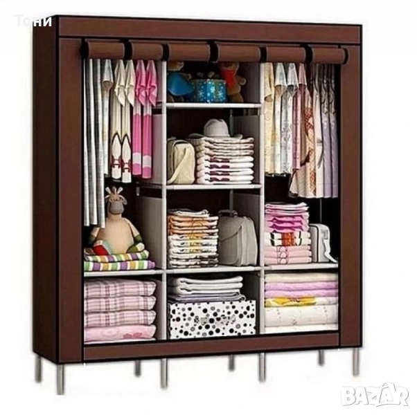Спален гардероб с цип и 3 разделения; Цвят: Кафяв, снимка 1