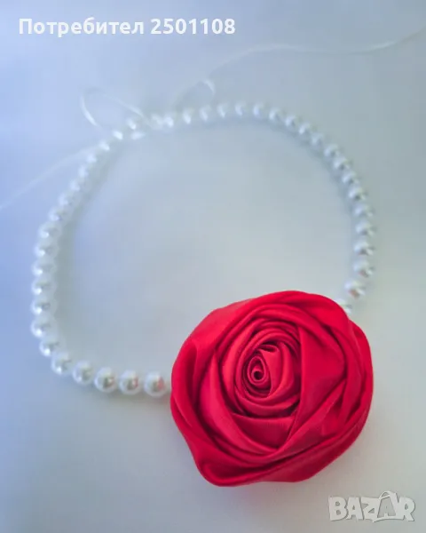 Перлен чокър с роза, снимка 1