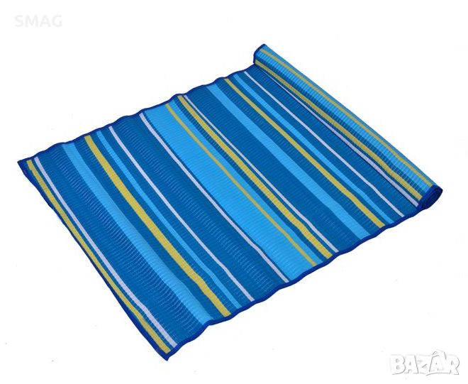 Плажна постелка единична пластмаса синьо синьо райе 180x72cm, снимка 1