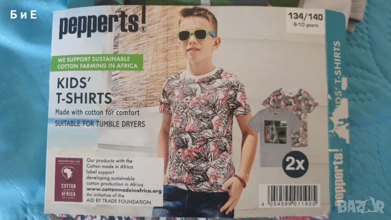 2 бр. детски памучни тениски размер 134-140 за 8-10 г., снимка 1
