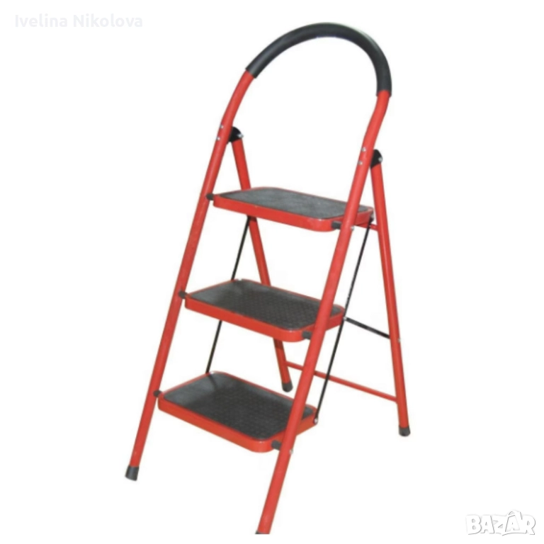 Лека сгъваема стълба – 3 Стъпала, до 150 кг, супер компактно прибиране, снимка 1