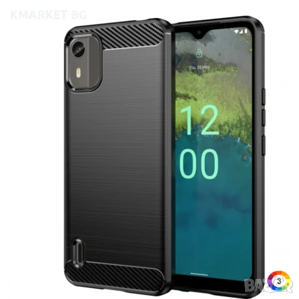 Nokia C12 Удароустойчив Carbon Fiber Калъф и Протектор, снимка 1