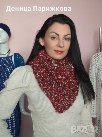 Ръчно плетен триъгълен шал модел „Верона“, снимка 7 - Шалове - 52750409