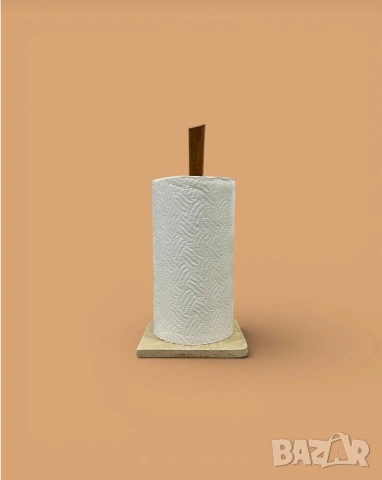 Стойка / поставка за кухненска хартия (дърво и травертин), снимка 2 - Аксесоари за кухня - 53721936