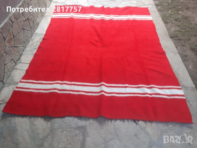 Ретро голямо вълнено одеяло - НОВО, снимка 3 - Антикварни и старинни предмети - 51241179