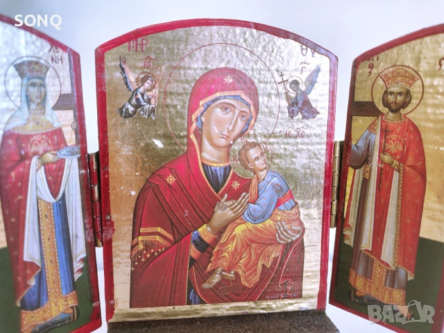 Триптих,Икона, снимка 2 - Антикварни и старинни предмети - 53668947