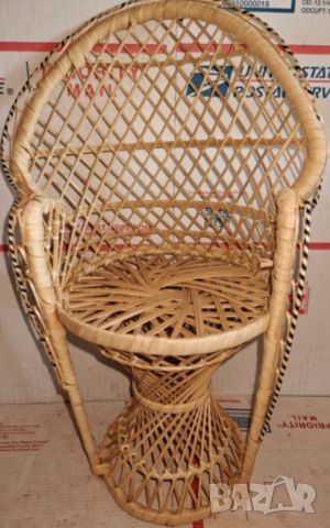 Френски винтидж мини стол "Emmanuelle" от ратан за декорация, снимка 1 - Други - 45972608