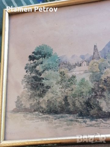 картина акварел 1855 година , снимка 3 - Картини - 45914249