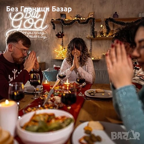 Нов знак But God LED неонова табела за стена USB регулируема светлина, снимка 4 - Лед осветление - 51919229