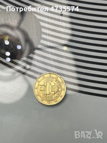 Рядка монета 50 евро цента Австрия 2002 – Първа емисия (Сецесион)