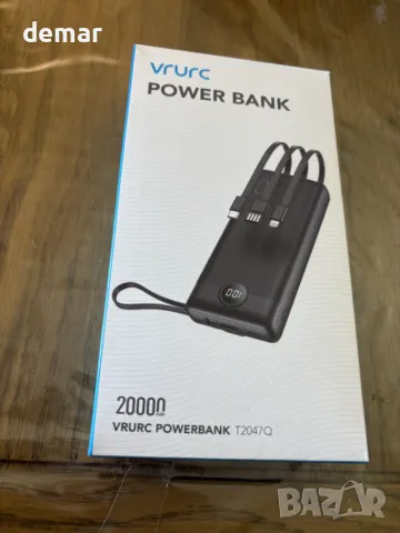 Външна батерия VRURC Power Bank с вградени кабели, 20000mAh PD 20W QC USB C с 4 изхода и 2 входа, снимка 10 - Външни батерии - 49524443