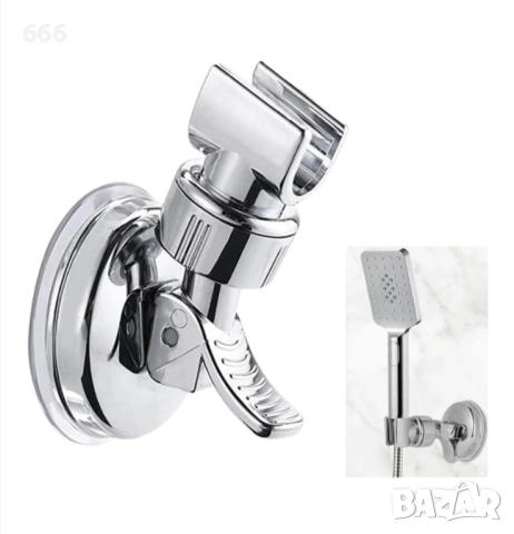 Стойка за душ слушалка, вендуза, регулируема, пластмасова, сребриста, снимка 7 - Други стоки за дома - 53504775