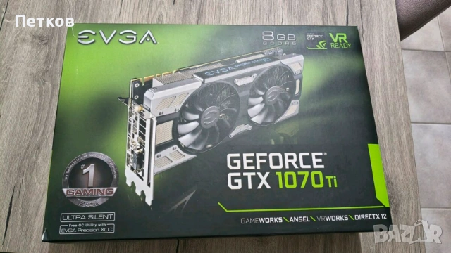 видеокарта EVGA GeForce GTX 1070 Ti FTW ULTRA SILENT GAMING, 08G-P4-6678-KR, 8GB GDDR5, ACX 3.0, снимка 1 - Видеокарти - 52934786