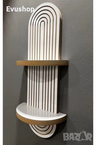 Дъбова Декоративна Стенна Етажерка бяло 54x20 см, снимка 4 - Лампи за таван - 50177483