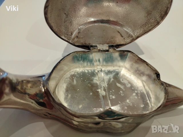 Сребърна масленка във формата на охлюв, снимка 4 - Други ценни предмети - 54057400