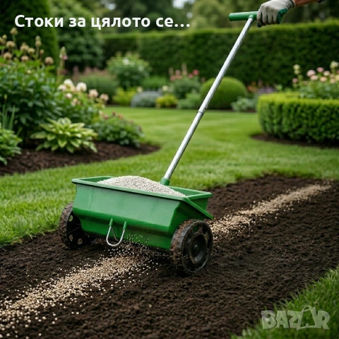 Ръчна градинска сеялка 6L с колела с 5-степенно регулиране, снимка 3 - Градински инструменти - 54298831