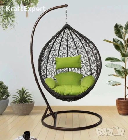 Висящ Ратанов Стол – ГОЛЯМА Градинска Люлка Водоустойчива в 4 Цвята, снимка 3 - Столове - 50483806