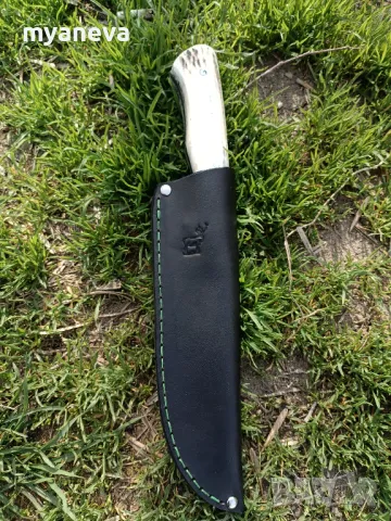 Ловджийски нож с дръжка от еленов рог и стомана 440 C , снимка 9 - Ножове - 49716197