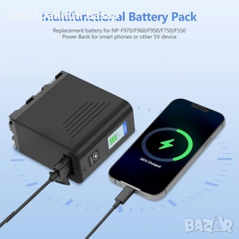 Нова NP-F970 7800mAh батерия Type-C LED за Sony камери и LED осветление, снимка 3 - Чанти, стативи, аксесоари - 53072330