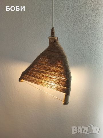 Дървен полилей с канап, снимка 5 - Лампи за таван - 46155072