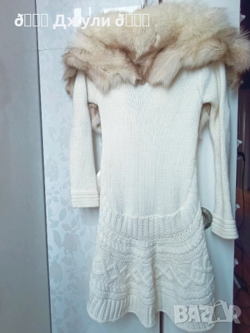 Стилно палто от ангора с естествен косъм, снимка 6 - Палта, манта - 51679711