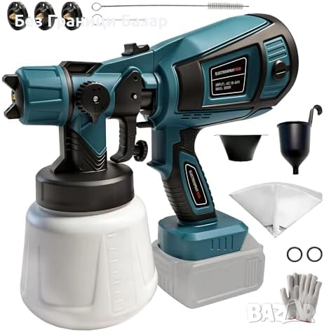 Нов Електрически пистолет за боя за Makita 18V батерии HVLP за стени мебели 1000 мл с 3 медни дюзи