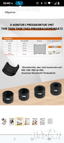AMZCNC Професионални клещи за кримпване TH-contour 16-20-26-32 комплект прес инструмент с , снимка 8 - Други инструменти - 53855421