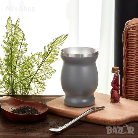 Нова Метална чаша с двойна стена и четка за почистване, снимка 4 - Чаши - 53885372