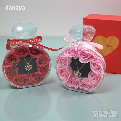 6382 Подаръчен комплект колие с рози в бутилка, снимка 4 - Декорация за дома - 53334139