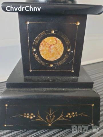 2бр стари мраморни свещници 22см-4кг/чифт декорации за мраморен каминен часовник, снимка 6 - Антикварни и старинни предмети - 51302103