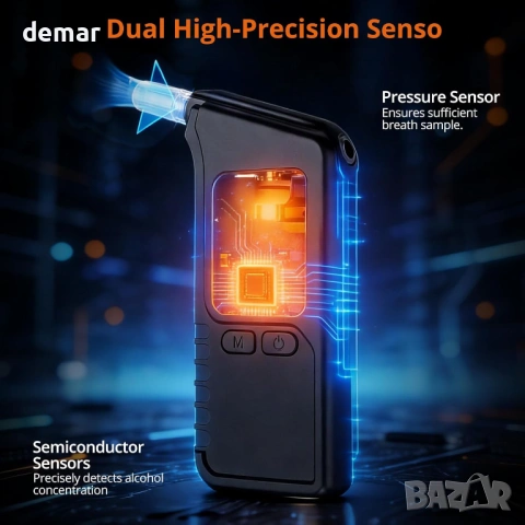 Proster Тестер за алкохол - дрегер, с двойни сензори, 3-цветен визуален индикатор и звуков сигнал, снимка 7 - Други стоки за дома - 53949406