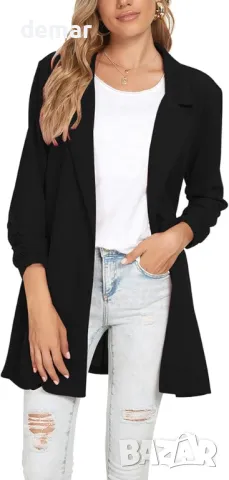 MINTLIMIT Дамско сако с дълъг ревер, вталено, с дълъг ръкав, с едно копче, черно