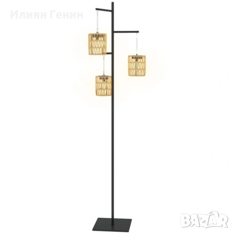 Соларна подова лампа Outsunny, ратанова със сензор, снимка 10 - Соларни лампи - 53487647