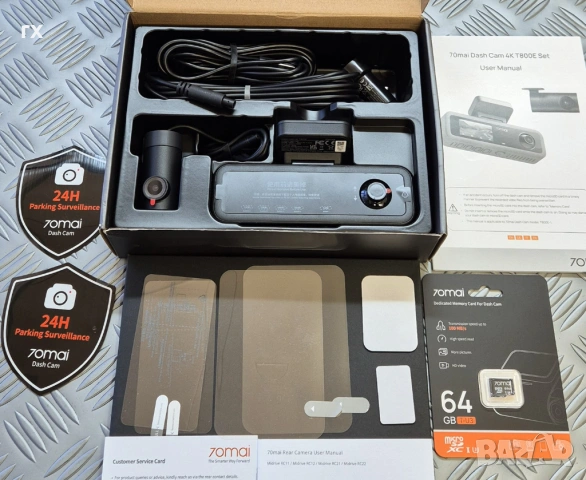 Видеорегистратор Xiaomi 70mai T800E 4K с 3 камери + 64гб, снимка 3 - Аксесоари и консумативи - 53856515