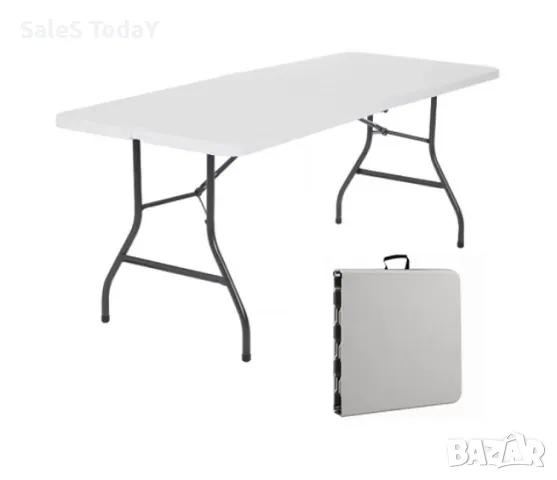 Сгъваема маса за дом, къмпинг или градина, 180/74/74 см., бяла, снимка 5 - Маси - 47127941