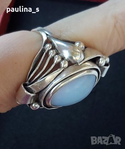 Антика / Сребърен пръстен с Лунен камък проба 925 , снимка 5 - Пръстени - 45261556
