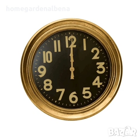 Стенен часовник златна рамка Ø50 см — луксозен ретро дизайн, черен циферблат