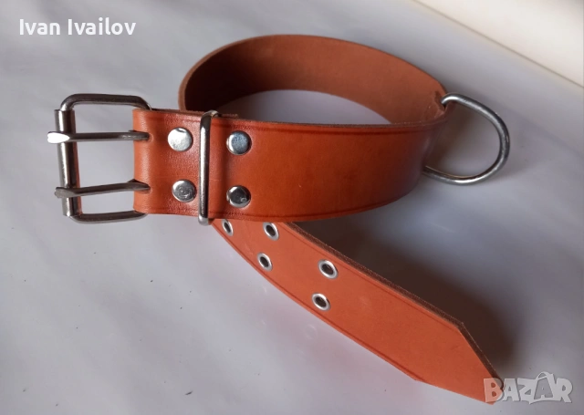 Масивен нашийник от плътен бланк с двойна катарама – 5 см широк / 80 см