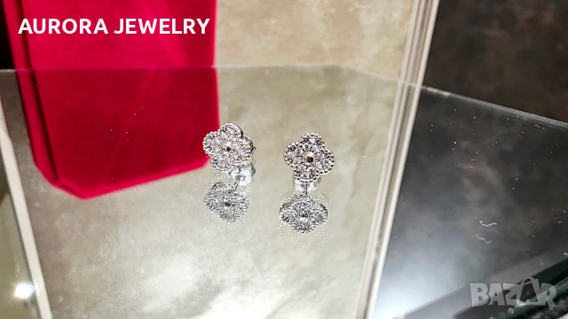 Van Cleef & Arpels VCA Silver Diamond Sweet Alhambra Дамски Обеци, снимка 3 - Обеци - 53918605