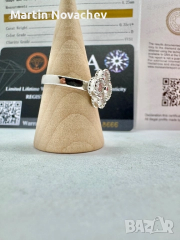 Сребърен пръстен с мойсанит (Диамант) 1.4 карата, снимка 4 - Пръстени - 53502900