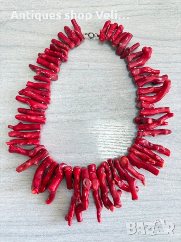 Масивно колие от естествен червен корал №7927, снимка 4 - Колиета, медальони, синджири - 53734887
