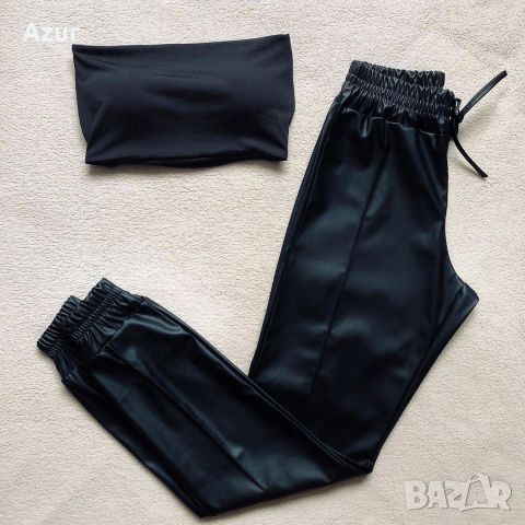 дамски комплект бюстие и панталон от еко кожа , снимка 1 - Комплекти - 46387375