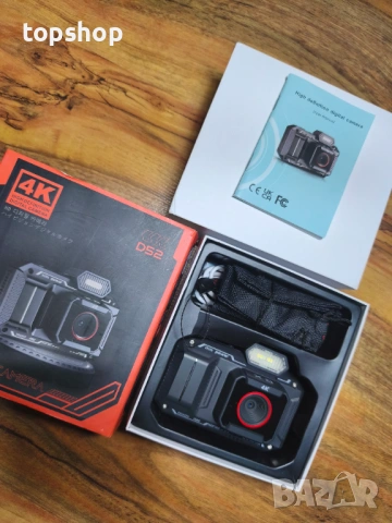 ЧИСТО НОВ 4K Дигитален Фотоапарат марков Bextgoo D52​ 48MP – Влогинг камера с 64GB карта и Автофокус, снимка 12 - Фотоапарати - 53387786