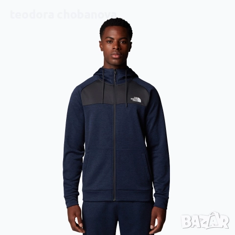 Нов мъжки суитчер The North Face Reaxion Fleece Full Zip Hoodie summit navy dark heather/ grey , снимка 4 - Спортни дрехи, екипи - 52906291