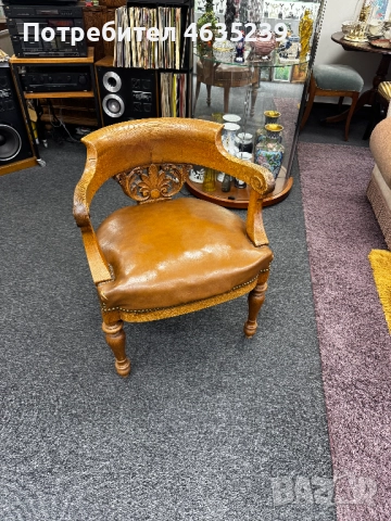 Старинно кресло стол дърворезба, снимка 3 - Столове - 52934544
