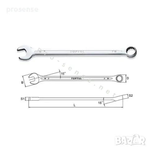 Екстра Дълги Звездогаечни Ключове 10-19мм наклон на главата 15° 10 части TOPTUL, снимка 2 - Аксесоари и консумативи - 36422905