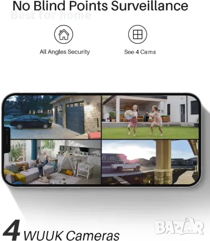 WUUK 2K Безжична акумулаторна охранителна камера, снимка 3 - Камери - 48351247