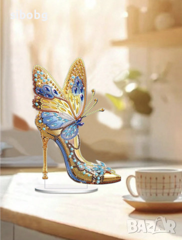 Сувенир - диамантен гоблен - Обувка с пеперуда     3447, снимка 1 - Гоблени - 45003924