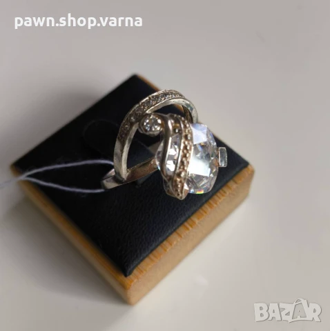 Нов сребърен пръстен 925 с фианити – 6,31 г, размер 18,5 мм